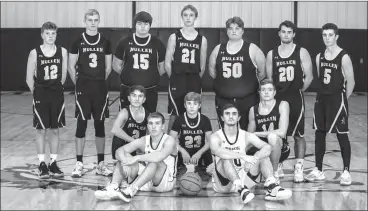  ?? Megan Anderson Photograph­y ?? The 2020-2021 Mullen Boys Basketball Team from Bottom Row left are: Brendon Walker and Bryce McIntosh. Middle Row: Trevor Kuncl, Kyle Finney, and Jaden Emerson. Third Row: Ethan Hardin, Clayton Moore, Isaac Welch, Alex Moore, Cade Groseth, Samuel Coble, and Luke Durfee.