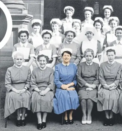  ??  ?? Olive Hume, third from bottom left, had a trailblazi­ng career in nursing, helping oversee the building of the Yorkhill children’s hospital