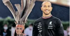  ?? AFP ?? MERCEDES’ British F1 Driver Lewis Hamilton speaks at Expo Dubai 2020 in the Gulf Emirate on Monday. | KARIM SAHIB