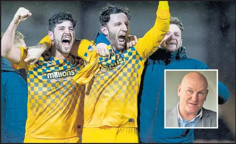  ??  ?? Centre-back Thomas O’Ware (left) is enjoying life at Morton, and thinks Jim Duffy (inset) is doing a marvellous job in the Championsh­ip