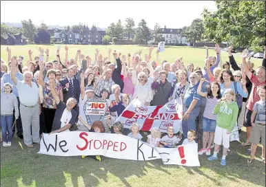  ??  ?? Villagers on Bearsted Green celebrate victory over KIG in 2010