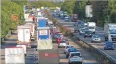  ??  ?? An Ambulance trying to make it through to junction 10, and more traffic chaos on the M20 last year