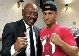  ??  ?? HERO WORSHIP: Prograis alongside Hagler, his favourite ever fighter