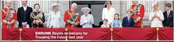  ?? ?? SHRUNK Royals on balcony for Trooping the Colour last year