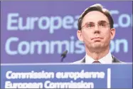  ?? Getty Images ?? European Commission Vice-President Jyrki Katainen addresses a press conference in reaction of U.S. steel and aluminum tariffs at the European Commission in Brussels.