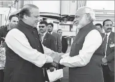  ?? PIB ?? Prime Minister Narendra Modi (right) with his Pakistan counterpar­t Nawaz Sharif in Lahore, December 25, 2015