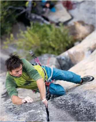  ??  ?? Right Slovenian Peter Juvan on Tales of Power 5.12b in Yosemite