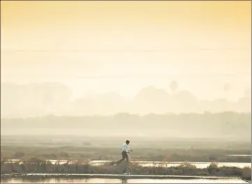  ?? KUNAL PATIL/HT PHOTO ?? A man walks engulfed in smog in Mumbai. Most premature deaths in Mumbai and Delhi in the 19912015 period were caused by stroke due to inhalation of ultrafine suspended particles.