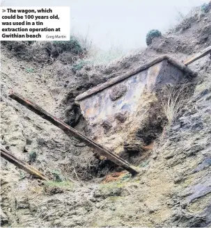  ?? Greg Martin ?? The wagon, which could be 100 years old, was used in a tin extraction operation at Gwithian beach