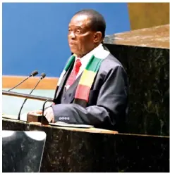  ?? ?? President Mnangagwa addressing the United Nations General Assembly last week