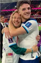  ?? ?? Lucky charm: Chesney Hawkes with England’s Declan Rice after the victory over Wales