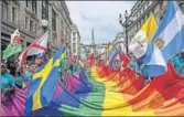  ??  ?? ■ Members of the LGBT community take part in the annual Pride Parade in London on July 8, 2017. AFP FILE