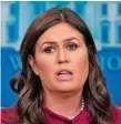  ??  ?? ‘Economy front and centre’: Sarah Sanders