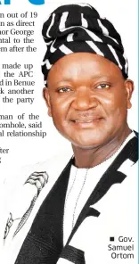  ??  ?? Gov. Samuel Ortom