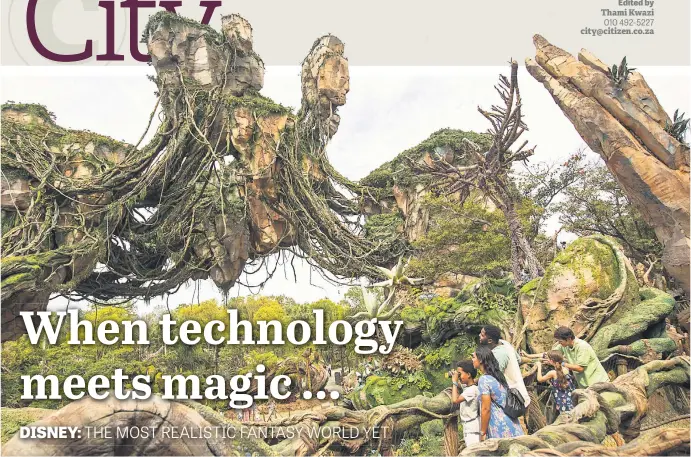  ?? Picture: David Roark ?? WONDER. Floating mountains grace the sky while exotic plants fill the landscape in Pandora – The World of Avatar at Disney’s Animal Kingdom. Pandora brings a variety of experience­s to the park, including the family friendly Na’vi River Journey...