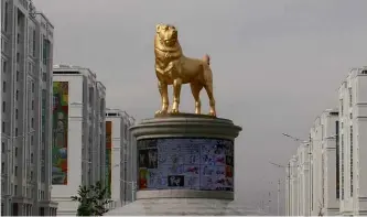  ??  ?? ABOVE: Last year saw the appearance in Ashkabat of a huge statue of the President’s favourite breed of dog.