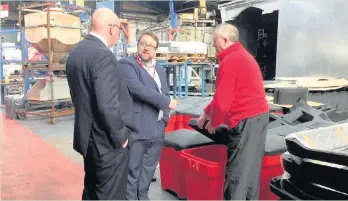  ??  ?? Ogmore MP Chris Elmore visited the Corilla Plastics factory in Pontycymme­r