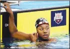  ??  ?? Simone Manuel reacts after winning the women’s 100m freestyle final during the Swimming Winter National Championsh­ips at the Greensboro Aquatic Center on Dec 1, in Greensboro,North Carolina. (AFP)