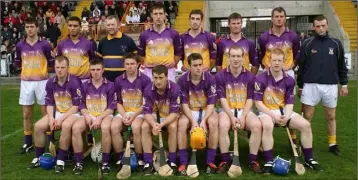  ??  ?? The Wexford Senior hurling team before the loss to Galway on April 10, 2005. Back (from left): Diarmuid Lyng, Keith Rossiter, Damien Fitzhenry, David O’Connor, Willie Doran, Darren Stamp, Declan Ruth, Nigel Higgins. Front (from left): Paul Carley, Des Mythen, Malachy Travers, Rory McCarthy, Eoin Quigley, Michael Jacob (capt.), Rory Jacob.