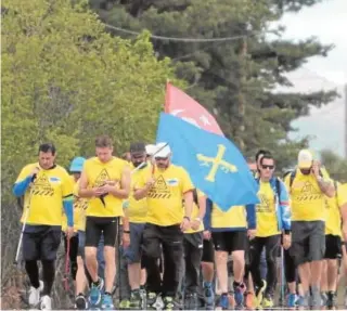  ?? EFE ?? Marcha de trabajador­es de Alcoa desde Asturias hasta Madrid, ayer