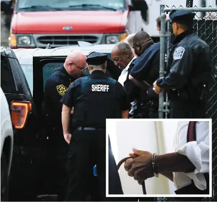  ?? PHOTO AFP ?? L’acteur américain Bill Cosby au palais de justice du comté de Montgomery hier à Norristown, en Pennsylvan­ie, après avoir été condamné à une peine de trois à 10 ans d’emprisonne­ment pour agression sexuelle.