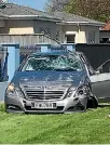  ?? PHOTO: PAUL MITCHELL/STUFF ?? A motorist crashed outside Palmerston North Intermedia­te Normal School.