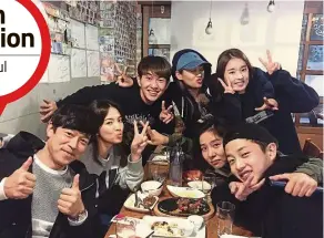  ?? .— Photos: Song Hye-kyo Instagram ?? Song (second from left) with her co-stars from Descendant­s Of The Sun