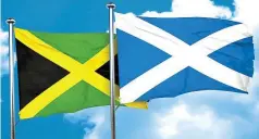  ??  ?? Showing their true colours: The green, black and gold of Jamaica and blue and white of Scotland