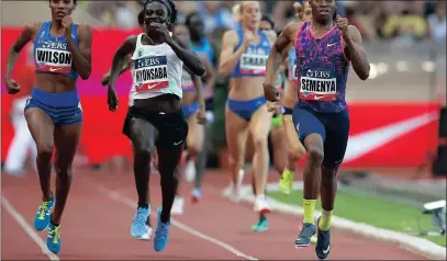  ?? PICTURE: EPA ?? SA track star Caster Semenya, right, Ajee Wilson of US, left, and Francine Niyonsaba of Burundi, centre, compete in the women’s 800m at the IAAF Diamond League meeting at the Stade Louis II in Monaco yesterday.