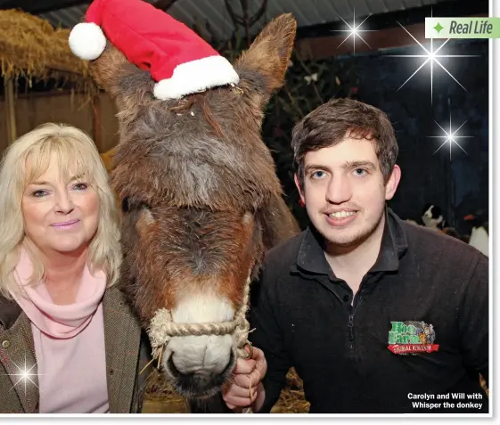  ??  ?? Carolyn and Will with Whisper the donkey