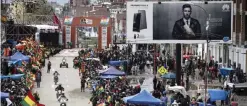  ??  ?? ORURO: Competitor­s arrive in Oruro, Bolivia, at the end of Stage 5 of the 2017 Dakar Rally, on Friday. — AFP