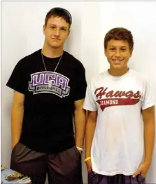  ?? MARK HUMPHREY ENTERPRISE-LEADER ?? Ty Tice (left), a Prairie Grove senior, hangs out with his younger brother, Cole, 12. Ty has been selected to participat­e in the USA Baseball National Team Identifica­tion Series at the national complex at Cary, N.C. this week.