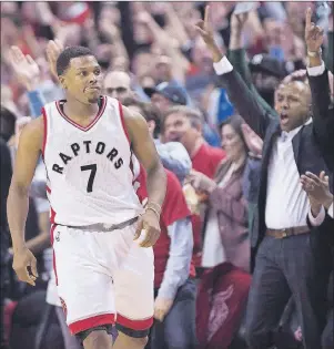  ?? CP PHOTO ?? The crowd reacts after Toronto Raptors guard Kyle Lowry made a basket in the last seconds of NBA playoff action against the Milwaukee Bucks in Toronto on April 18.