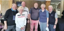  ?? ?? Some of the winners (l-r): Roger Miller, Jan Jones, Roger Brown, Paul Sankey presenting the prizes, Captain Celia Cronin and guest winner Chris Riley