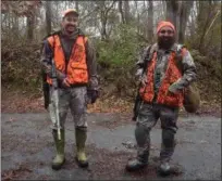  ?? PETE BANNAN — DIGITAL FIRST MEDIA ?? Jordan and Jason Rajan hunting on opening day at Marsh Creek State Park in Chester County.