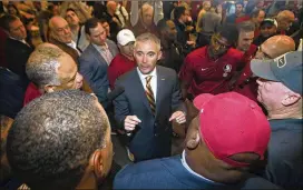  ?? PHIL SEARS / ASSOCIATED PRESS 2019 ?? New Florida State coach Mike Norvell got in three practices before coronaviru­s shut down college sports and upended nearly everything else.