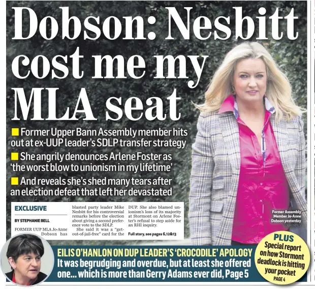  ?? COLM O’REILLY ?? Former Assembly Member Jo-Anne Dobson yesterday