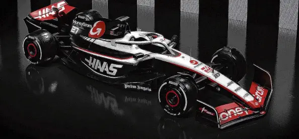  ?? PHOTO: HAAS F1 ?? Ready for action . . . The 2023 Haas is unveiled during an online presentati­on yesterday.