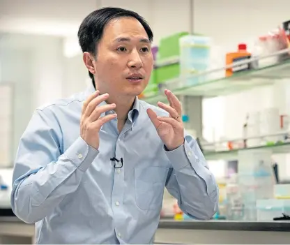  ??  ?? Professor He Jiankui explains his work from his laboratory in Shenzhen in southern China.