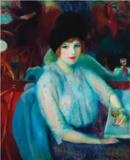  ??  ?? William Glackens (1870-1938), Café Lafayette, 1914. Oil on canvas, 31¾ x 26 in., signed lower right: ‘Wm. Glackens’; inscribed verso: ‘Kay Laurell’; titled on stretcher bar. Estimate: $250/350,000