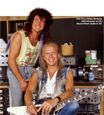  ??  ?? Hair force: Robin McAuley
with Schenker at LA’s Record Plant studio in ’87.