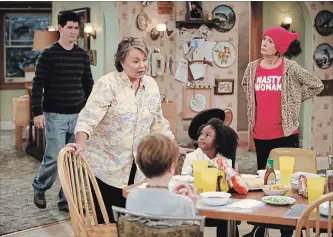  ?? ADAM ROSE ABC ?? Roseanne finds herself at political odds with her sister, Jackie (Laurie Metcalf) in the re-booted "Roseanne.”