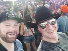  ?? Brian MacKinnon ?? ADRIAN “MURF” MURFITT, right, and Brian MacKinnon enjoy the Route 91 Harvest music festival hours before Murfitt was shot to death.