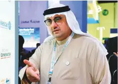  ?? Abdul Rahman/Gulf News ?? Mohammad Jameel Al Ramahi, CEO of Masdar, during an interview at the Masdar Pavilion at the Abu Dhabi Sustainabi­lity Week exhibition yesterday.