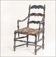  ?? [COWLES SYNDICATE] ?? A late-18th-century Canadian chair that was painted black sold for $1,200 — more than twice the estimate — at a Skinner auction in Boston.