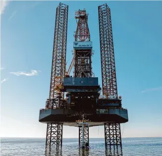  ?? Courtesy of Chevron ?? An offshore test well for Chevron’s Bayou Bend project, a joint venture with Talos and Equinor, is thought to be the first such well drilled for a carbon capture project in the U.S.