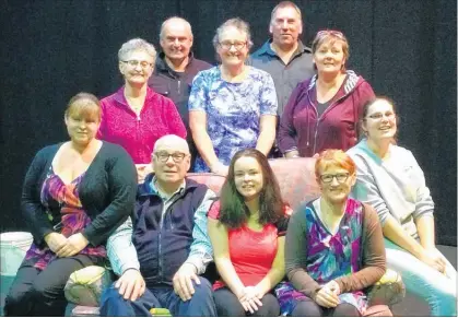  ??  ?? THE cast, from left, back row, Pat West, Graeme Vial, Deb Bansall Allen, Michael Moran, Karen Webster. Front row: Vanessa Coogan, Alan West, Katelyn Coogan, Lesley Courtney, Emma Pelling