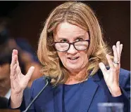  ?? [PHOTO BY SAUL LOEB, POOL PHOTO VIA AP] ?? TOP LEFT: Ford testifies to the Senate Judiciary Committee on Thursday.