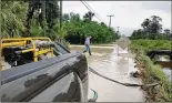  ?? RYAN TUCKER / CONTRIBUTE­D ?? Loxahatche­e Groves residents and officials used an industrial­sized pump from Home Depot to get water off flooded roads and properties.