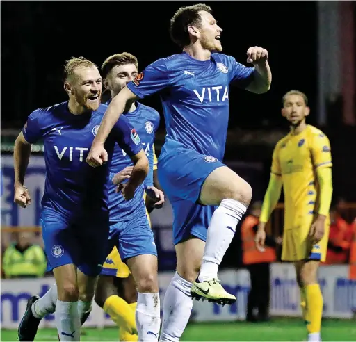  ?? Www.mphotograp­hic.co.uk ?? Connor Jennings celebrates after netting County’s fifth goal in the 5-0 win against King’s Lynn at Edgeley Park, his first game since returning from cancer treatment. See pages 9, 36, 38 and 39